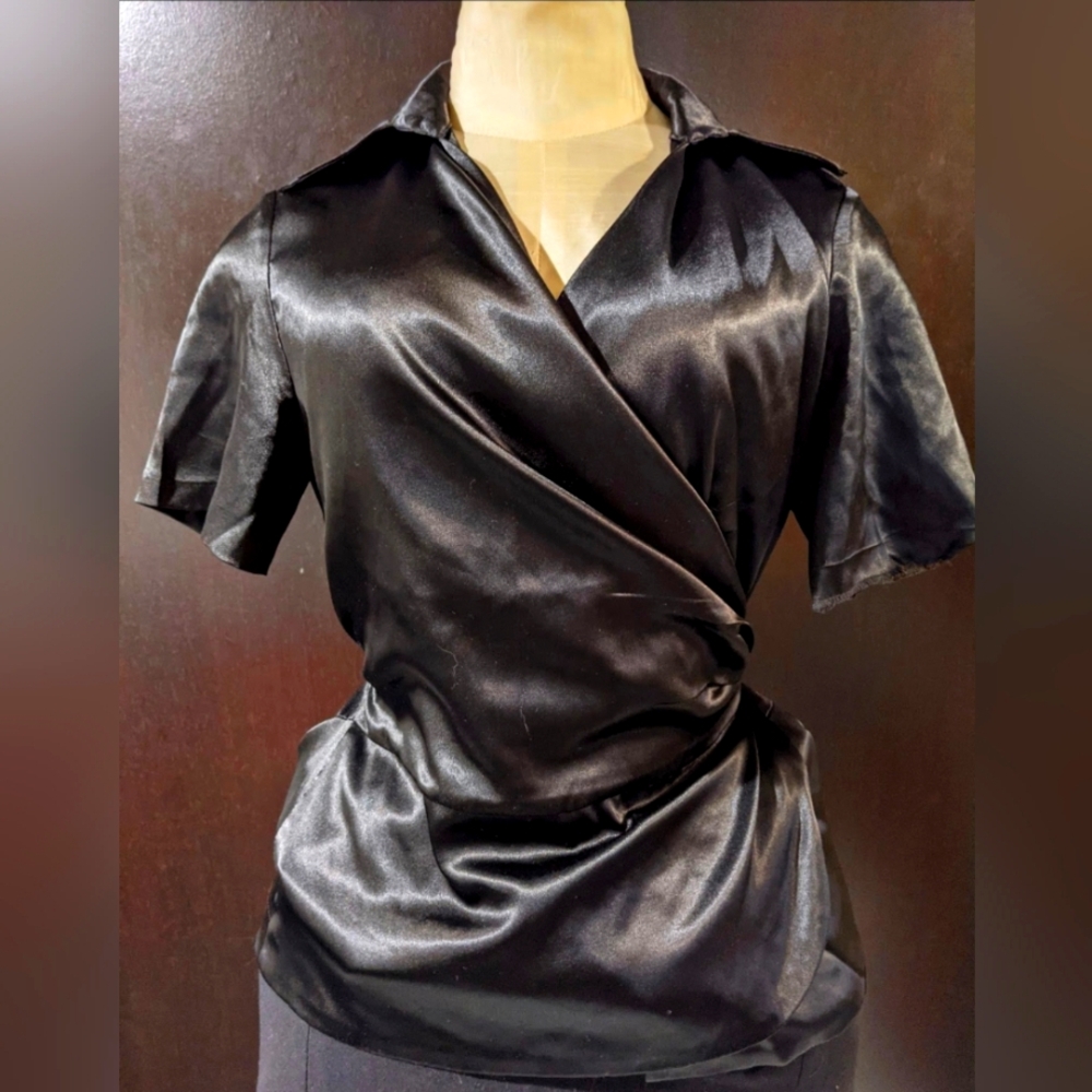 Black Satin 2 piece set - size M - EUC